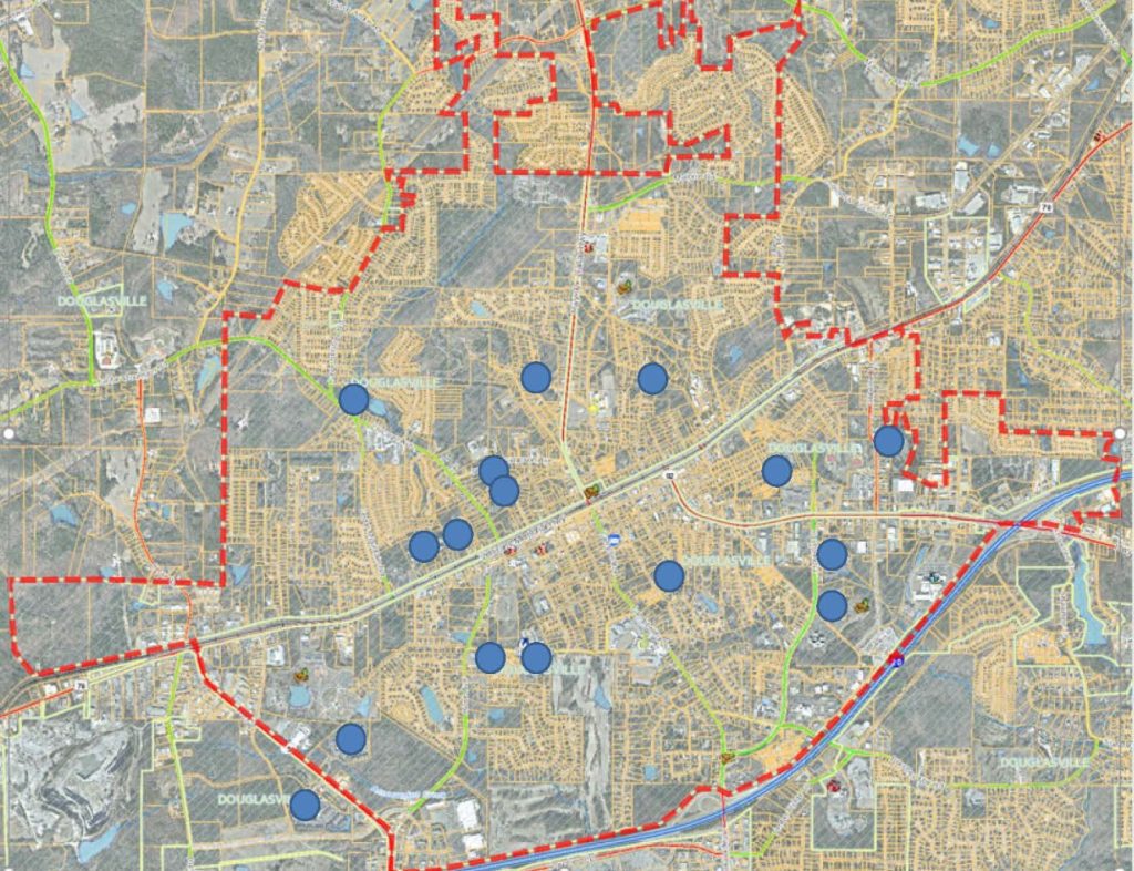 Image of recommended Douglasville TAD Boundaries