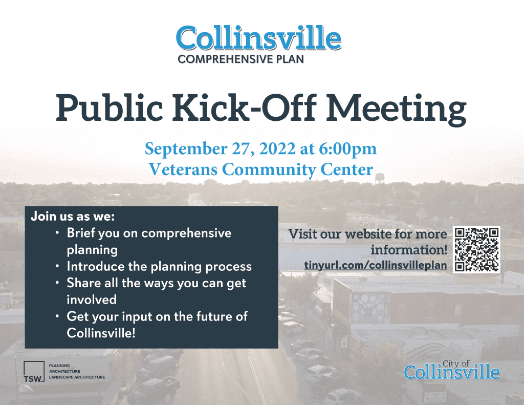 Flyer for the Public Kick-Off Meeting for the Collinsville Comprehensive Plan